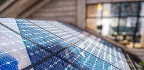 3d rendering of Solar panels on the roof